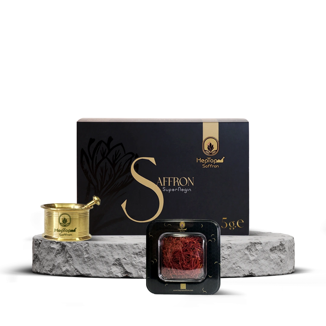 Organic Iranian Saffron 5 Gr (Super Negin) + 1 metal mortar gift Organic Iranian Saffron 5 Gr (Super Negin) + 1 metal mortar gift